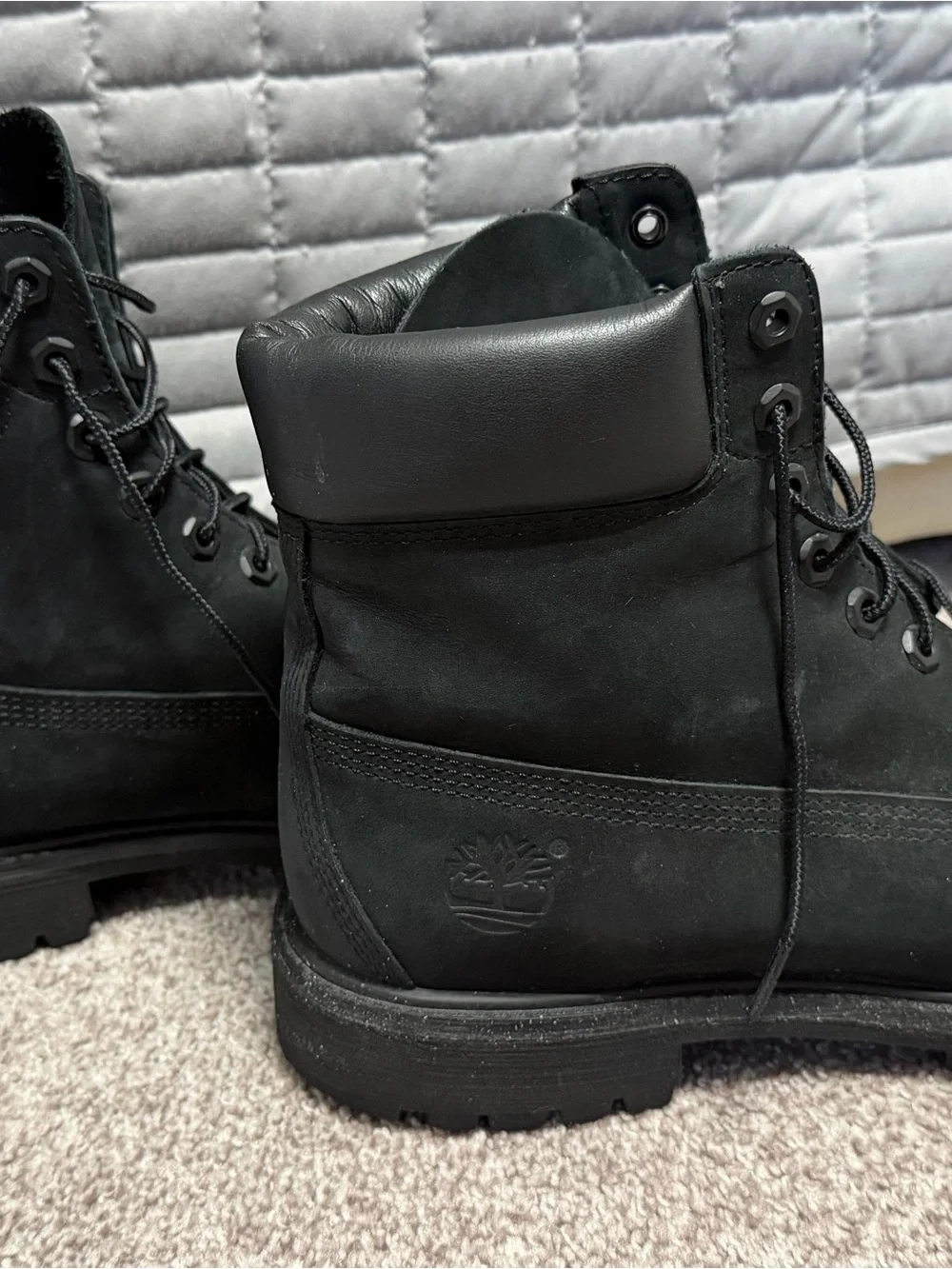 Timberland Black Nubuck Lace-Up Work Boots